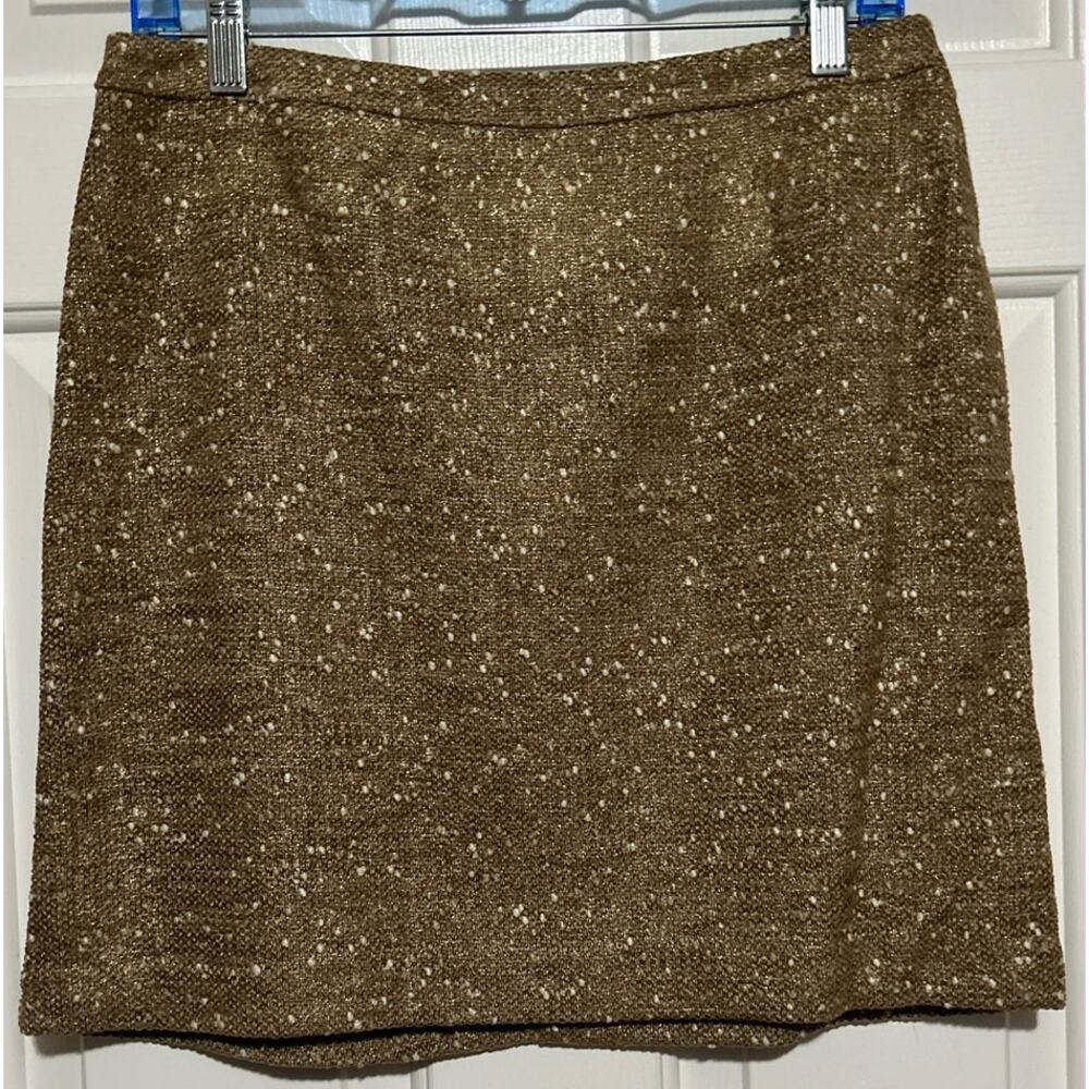 Apt. 9 Women's A-Line Gold Khaki Sparkle White Specks Lined Mini Skirt‎ Size 8